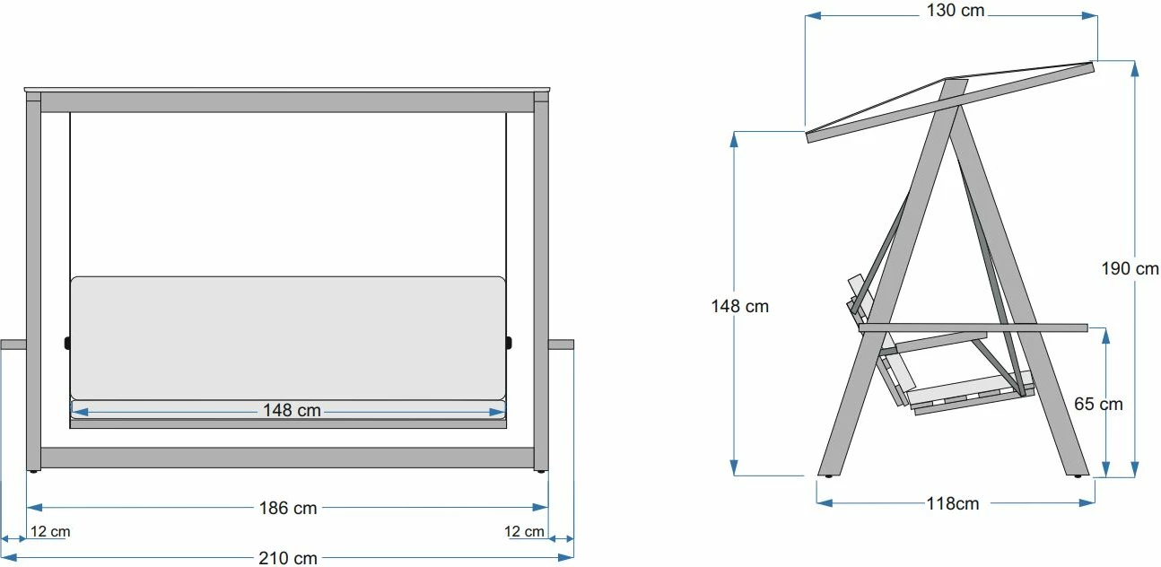 Karrige lëkundëse treshe për kopsht, ngjyrë deve, Skye Decor, Riva 2100