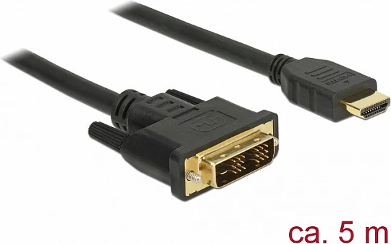 Kabllo DeLOCK 85586 DVI-D në HDMI, 5 m, 1920x1200, e zezë