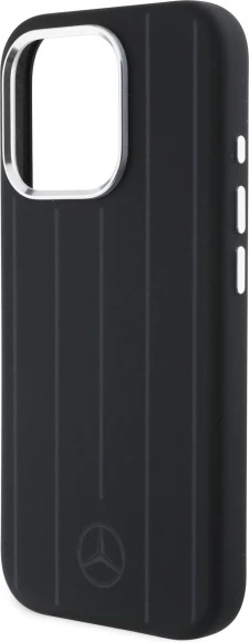 Mbështjellës Mercedes Silicone Vertical Tonal Stripes MagSafe për iPhone 16 Pro Max, Zi