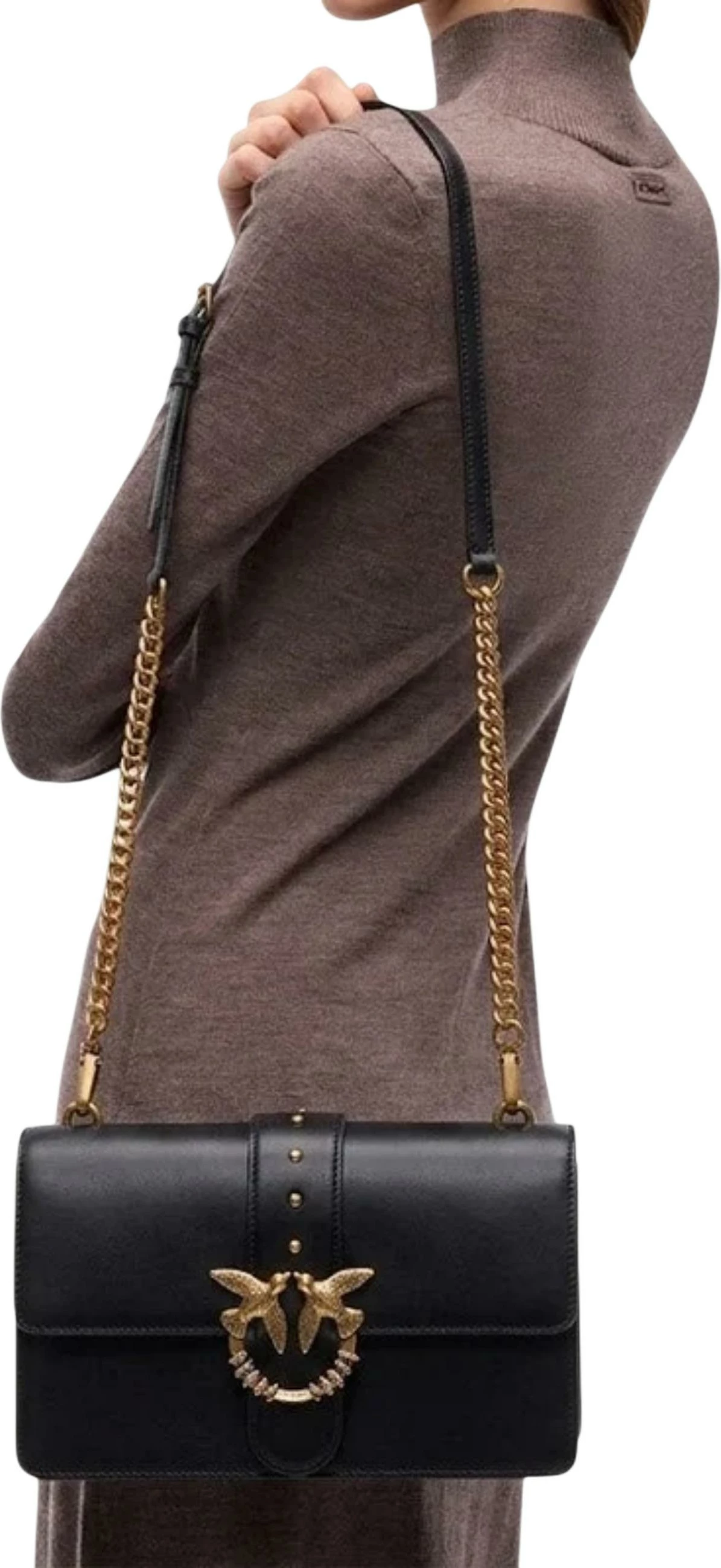 Çantë krahu për femra Pinko Love One Mini New Buckle Vitel 107071, e zezë