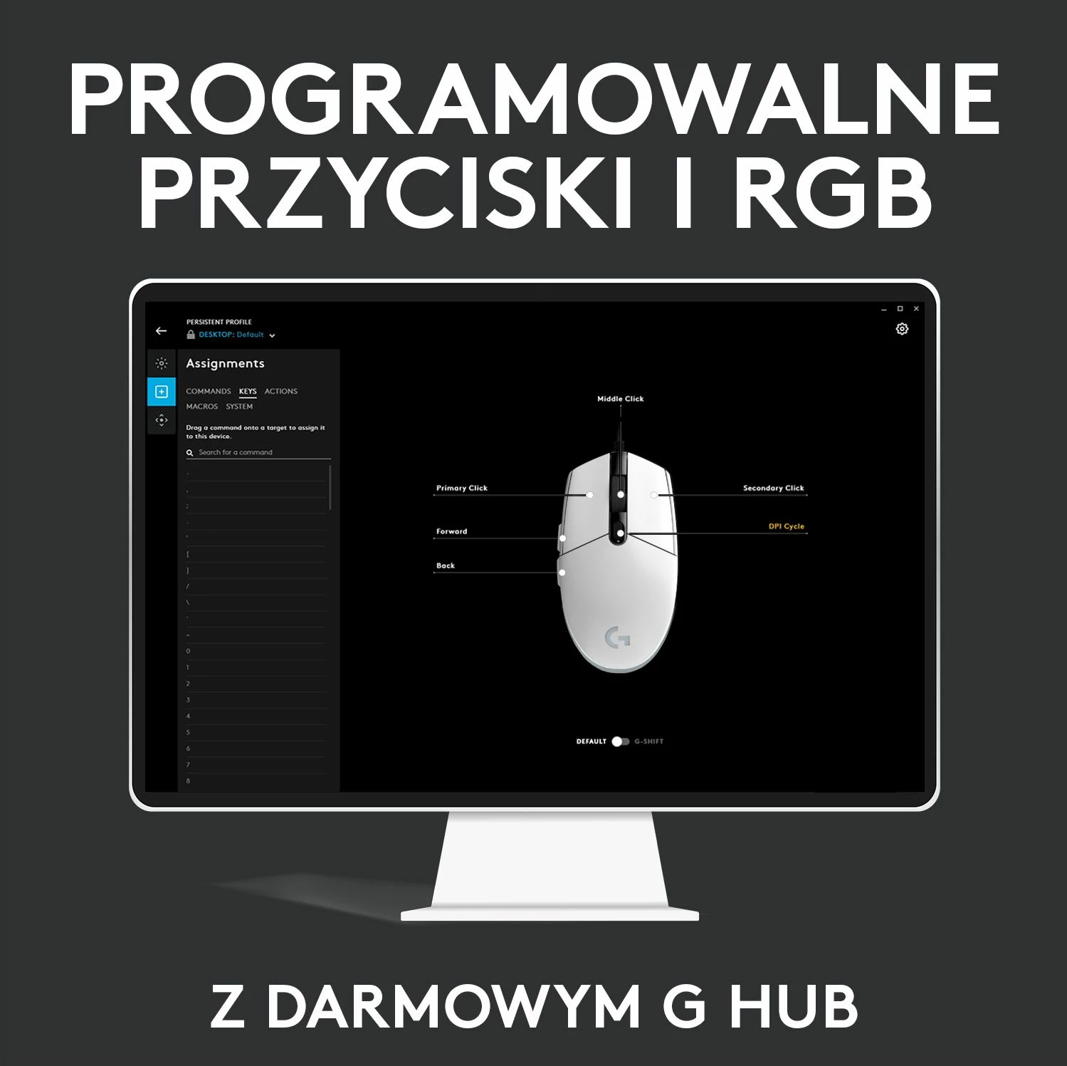 Maus gaming Logitech G102 Lightsync 910-005824, 8000 DPI, RGB, 6 butona, USB me kabllo, e bardhë