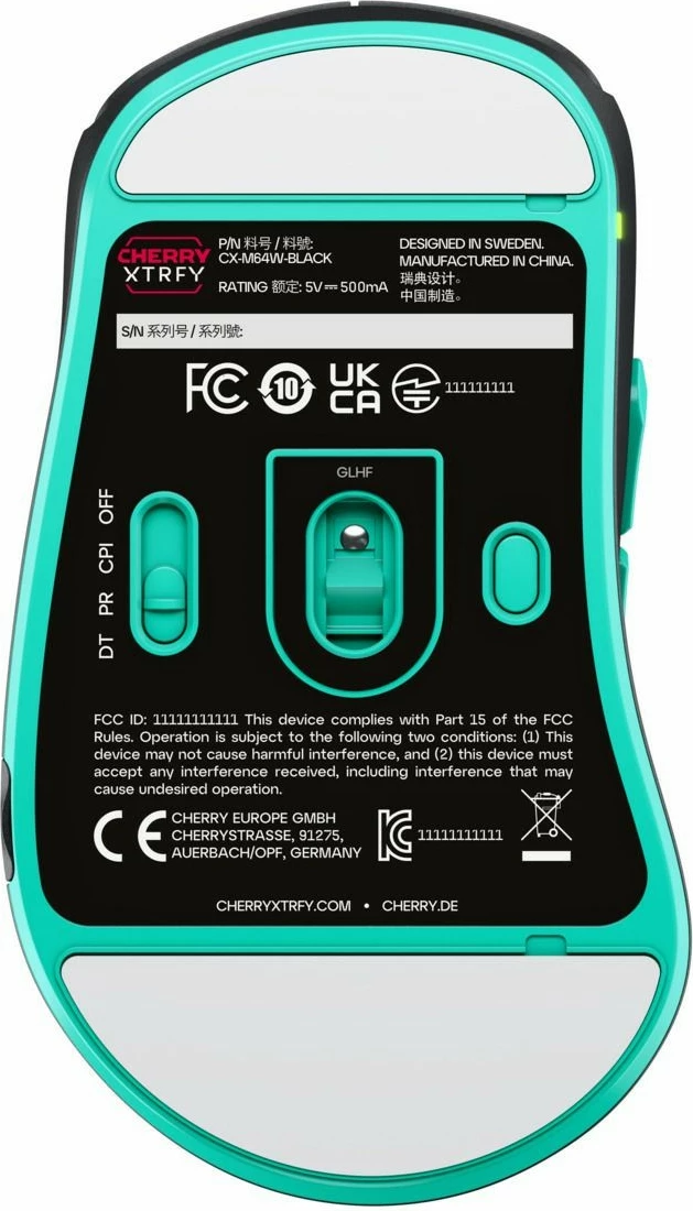 Maus CHERRY XTRFY M64 Wireless, 26000 DPI, i zi, turkuaz