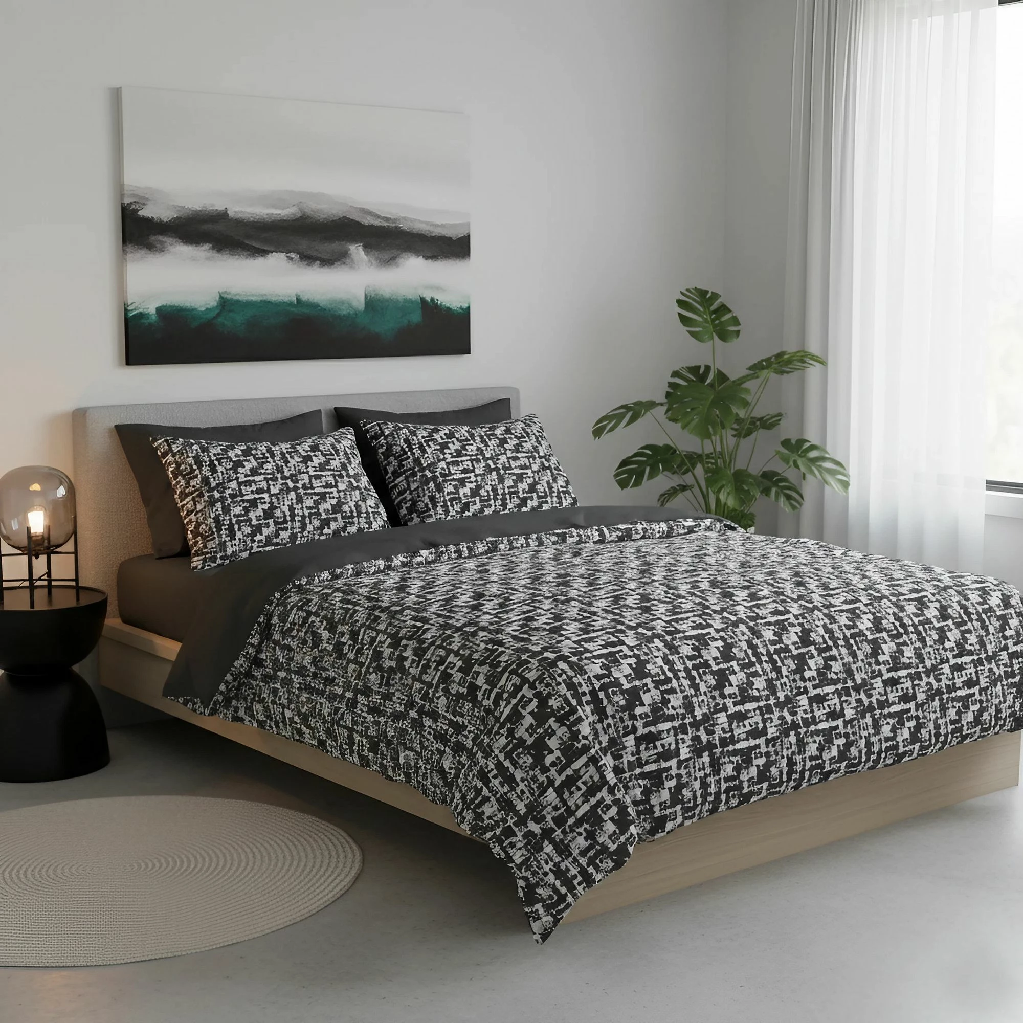 Set mbulesë për jorgan king size, ngjyrë antracit, L'Essentiel Linge de Maison, Hilaris Kombin
