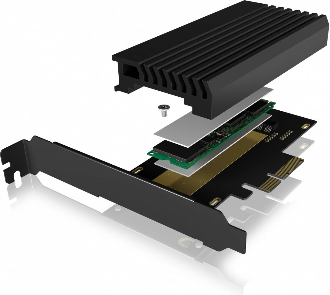 Kartë zgjerimi PCIe IcyBox IB-PCI214M2-HSL me slot M.2 NVMe, me disipator, LED blu