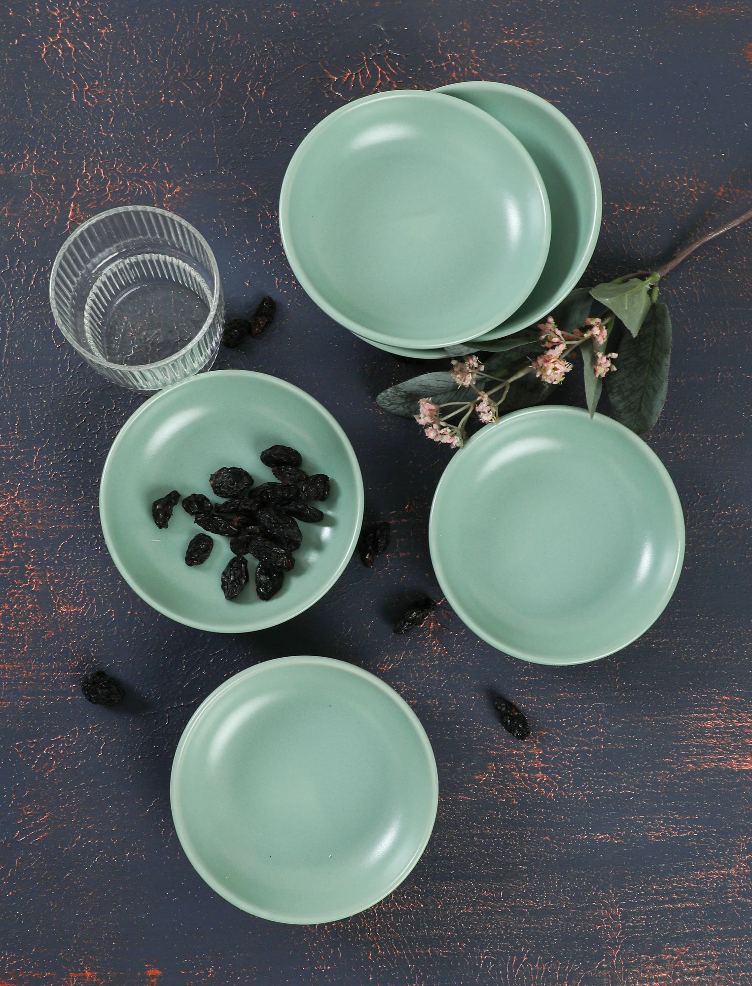 Set tasash për salcë, qeramike, 6 copë, ngjyrë e gjelbër, Hermia Concept, 13cm
