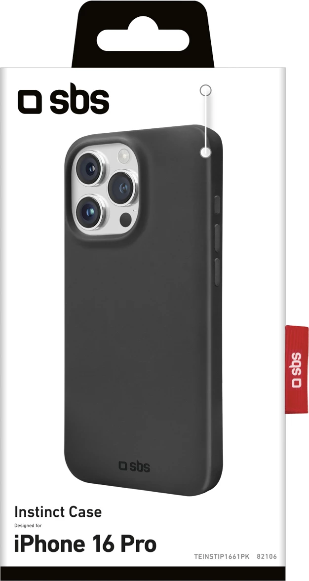 Mbështjellës SBS Instinct për iPhone 16 Pro, TPU me mikroﬁbër, i zi