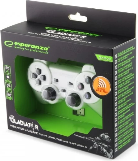 Kontroller Gaming Esperanza EGGG106G për PC, Playstation 3, i bardhë/ i zi