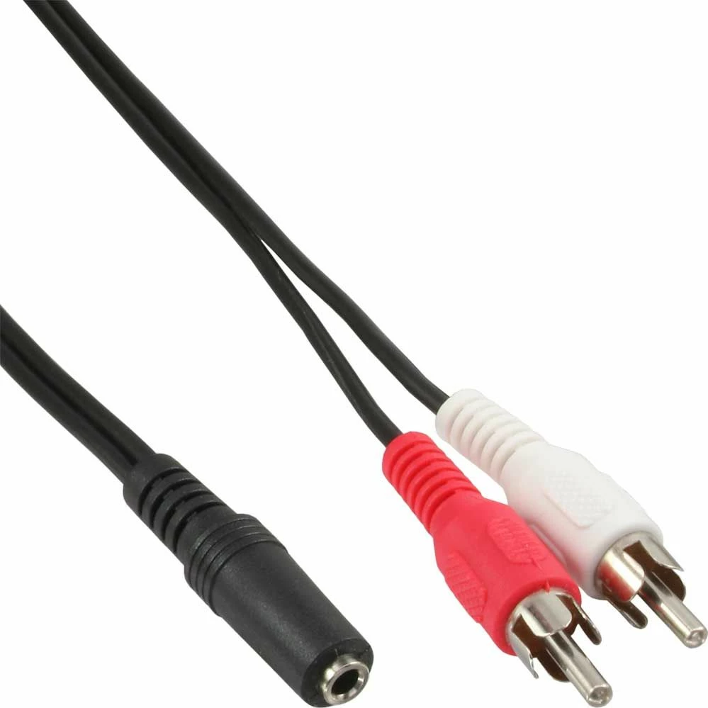 Kabel audio InLine 89940A Jack 3.5mm (femër) në 2x RCA (mashkull), 1 m, i zi