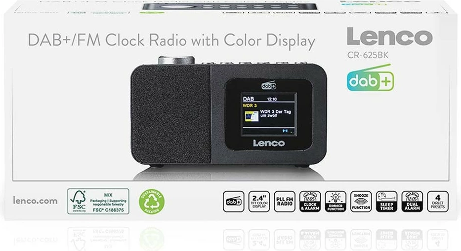 Radio Lenco CR-625BK, DAB+, FM, e zezë