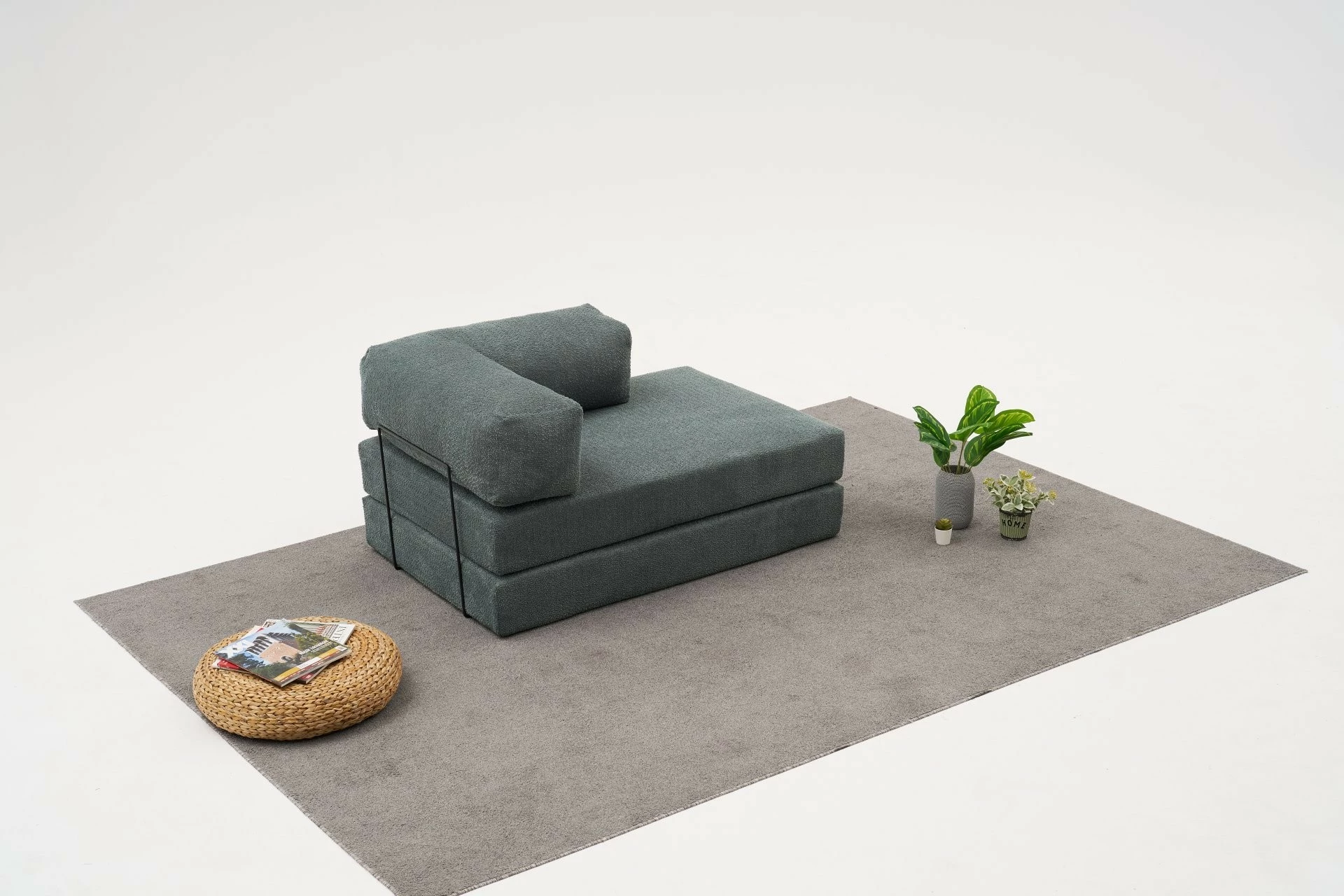 Divan 2-ulësesh, Comfort, stof 100% chenille, ngjyrë e gjelbër