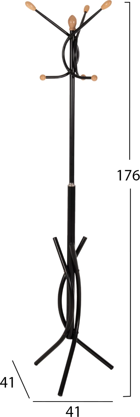 Varëse dyshemeje, metalike, ngjyrë e zezë, FH9575.01, 41x41x176H cm