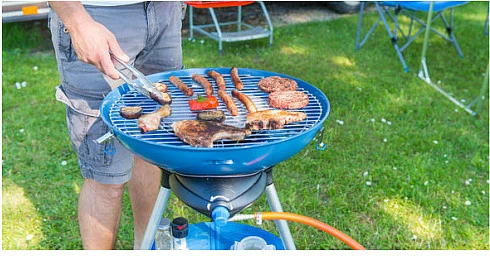 Shporet kampingu Campingaz Party Grill 600, 1 zonë, ndezje piezo, 10.7 kg, zi/kaltër metalik