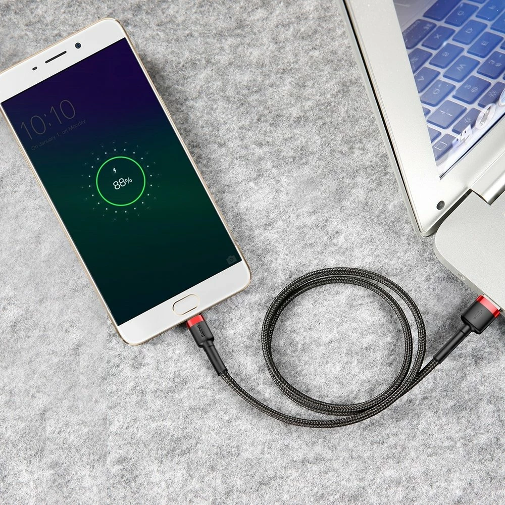 Kabllo Baseus Cafule, USB në micro USB, 3m, 2A, e zezë-kuqe