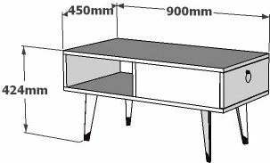 Tavolinë kafeje Hanah Home, Delux, ngjyrë arre dhe e bardhë