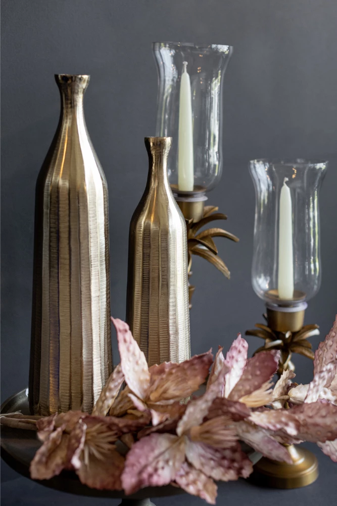 Shishe dekorative PERRY 3, alumin, ngjyrë ari, 13x13x46 cm