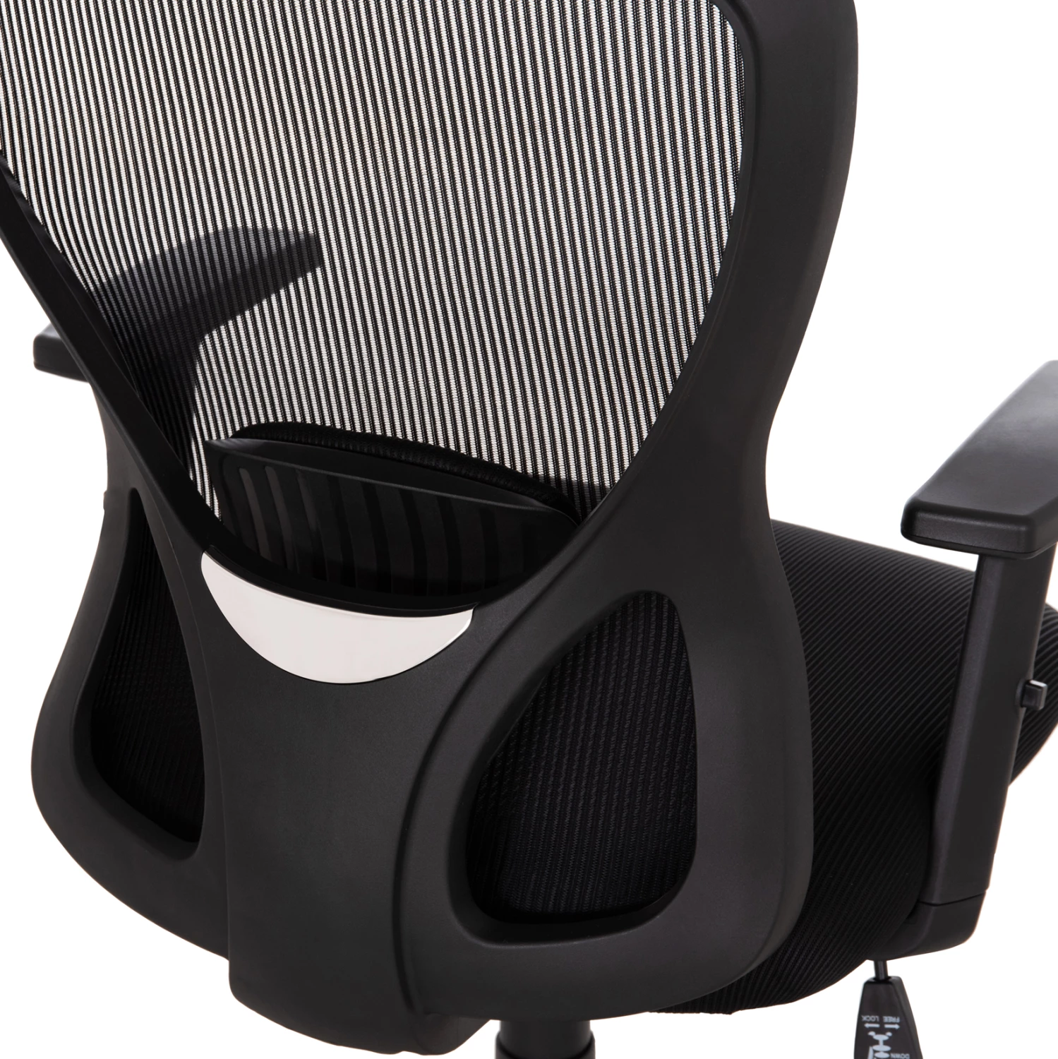 Karrige zyre KRAM, kornizë e zezë, material rrjete i zi, FH1208.01, 64x64x100-108cm