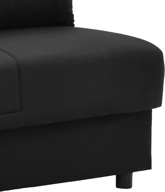 Divan trefishtë me shtrat dhe hapësirë ruajtjeje, ngjyrë e zezë,, 190x85x90cm