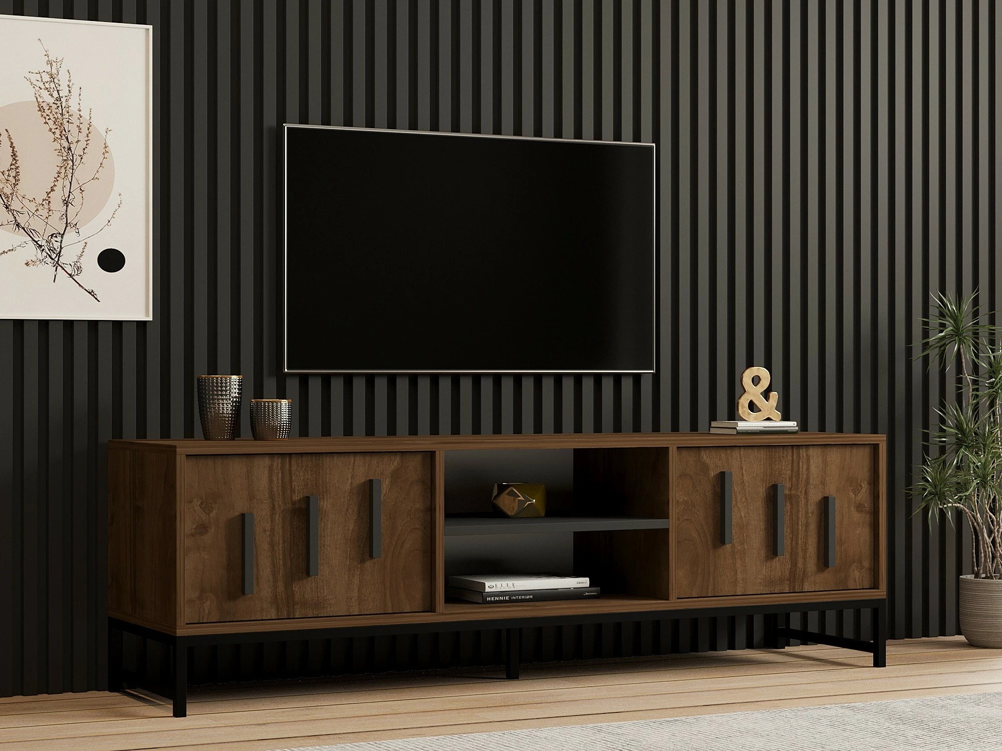 Komodë TV Hanah Home, formë drejtkëndëshe, ngjyrë arre