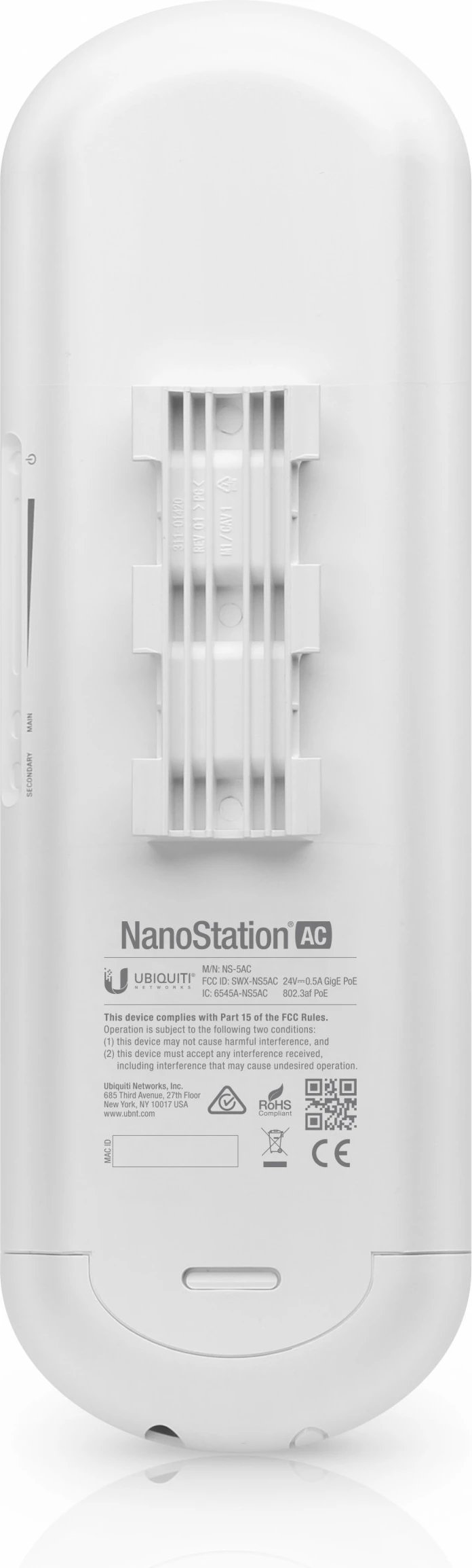 NanoStation AC Ubiquiti, 5 GHz, 1000 Mbit/s, Bardhë