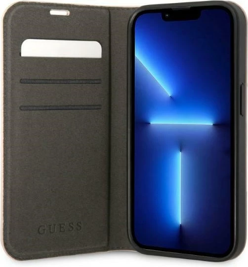 Mbështjellës Guess Bookcase 4G Vintage Gold Logo për iPhone 14 Pro 6.1", Rozë