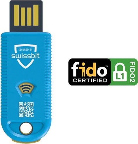 Çelës sigurie Swissbit iShield Key FIDO2 USB/NFC, Blu