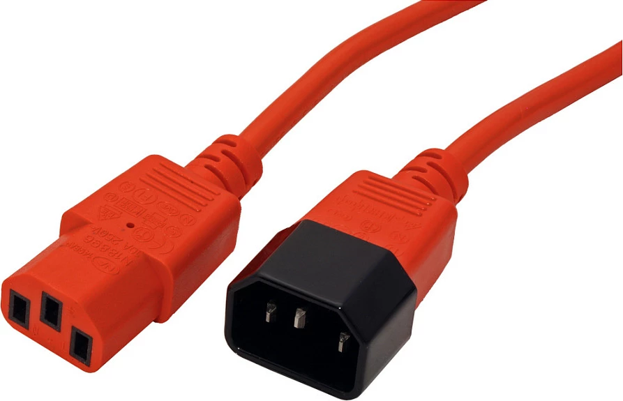 Kabllo rryme ROLINE IEC C14 në C13, 0.8 m, e kuqe