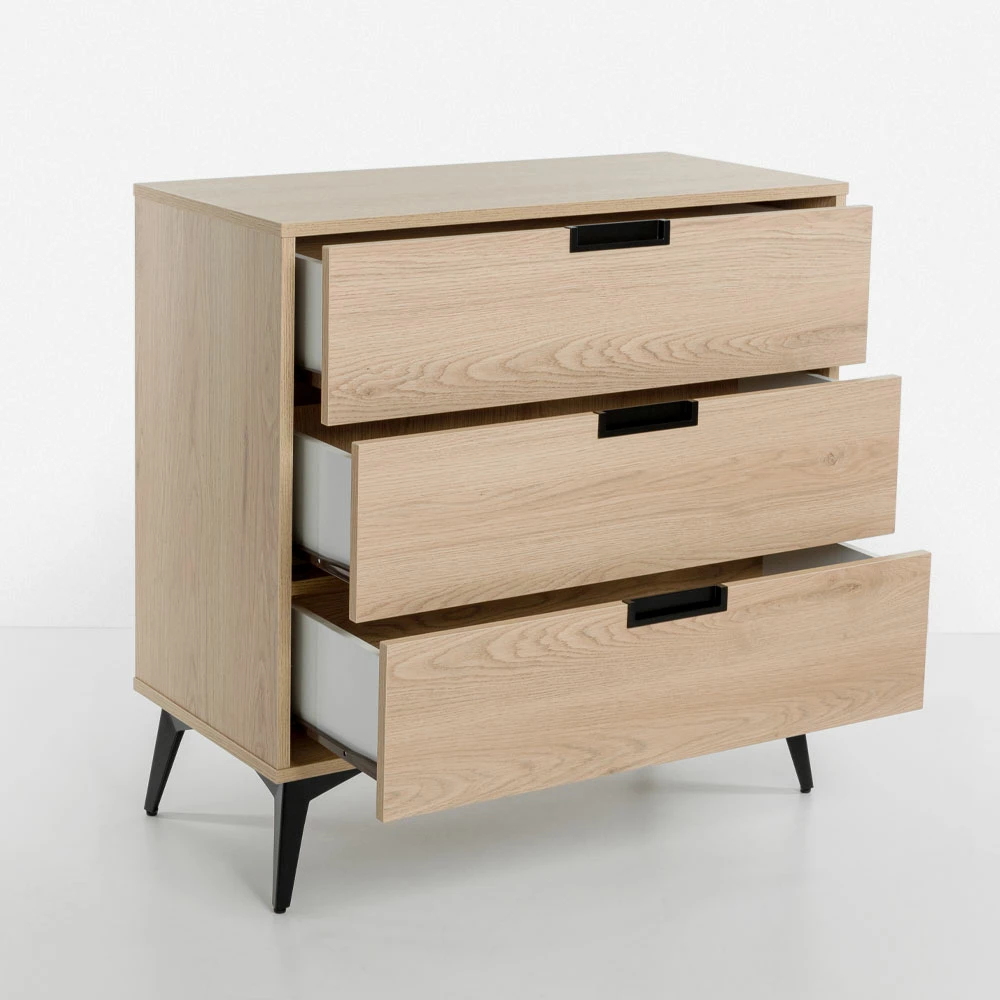 Komodë NEON me 3 sirtarë, natyrale, 80x39x83cm