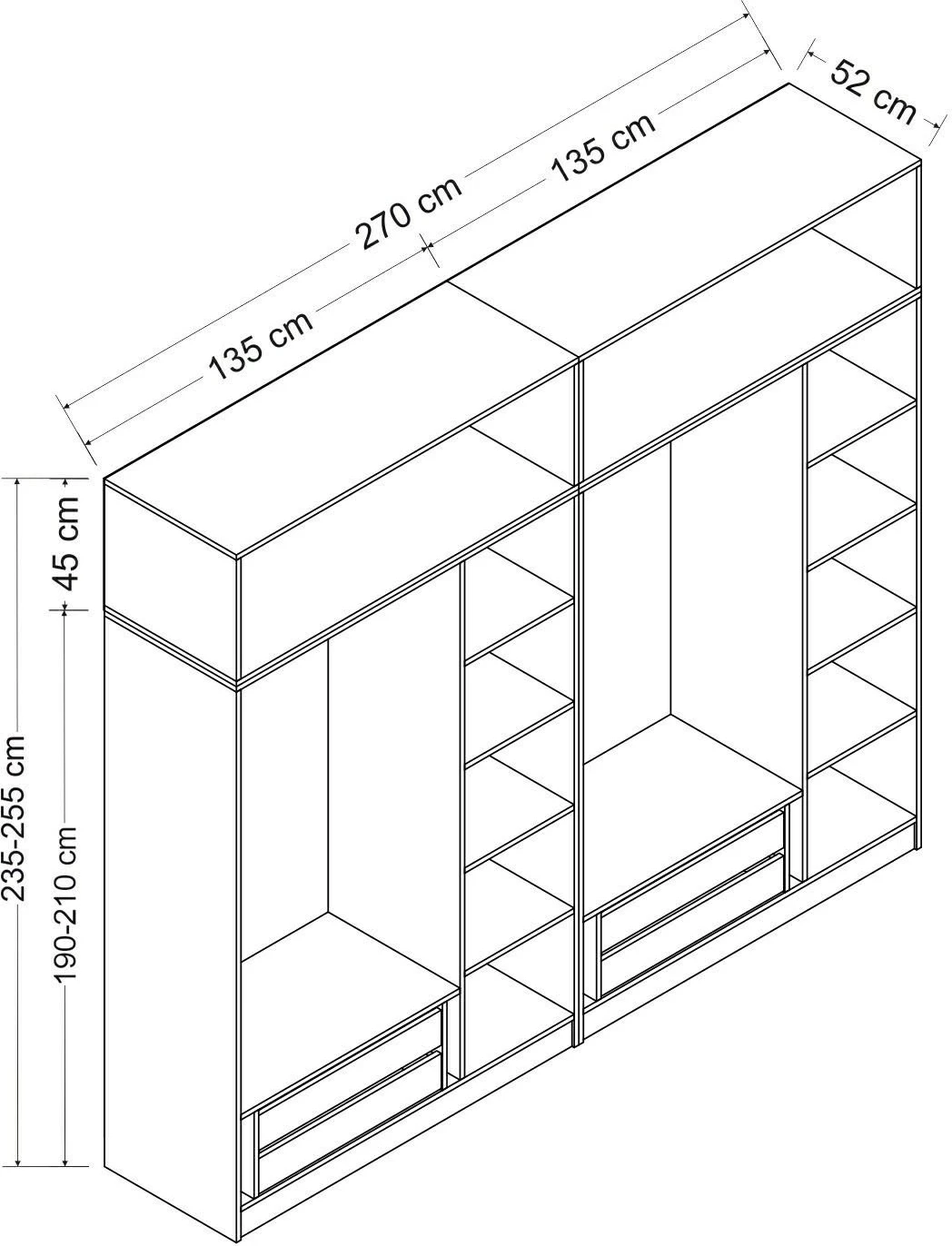 Dollap i bardhë për rroba Skye Decor, Kale - 8434