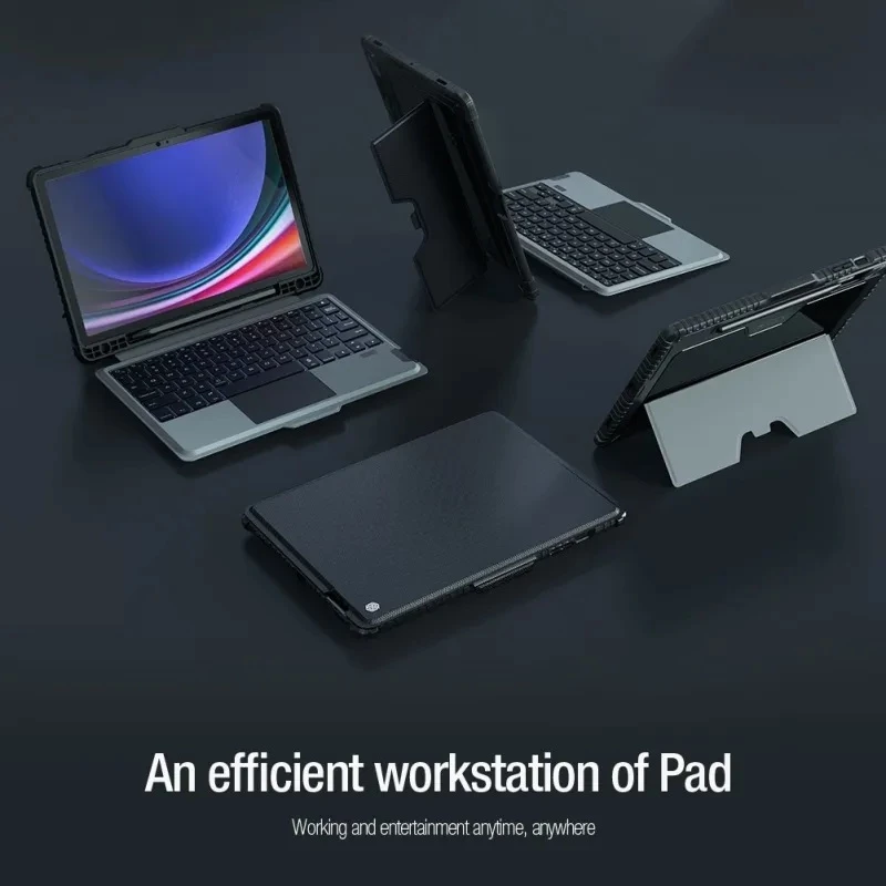 Mbështjellës bumper me tastierë NILLKIN 24010 për Samsung Galaxy Tab S9 11\", Bluetooth me touchpad, taste me ndriçim, e zezë