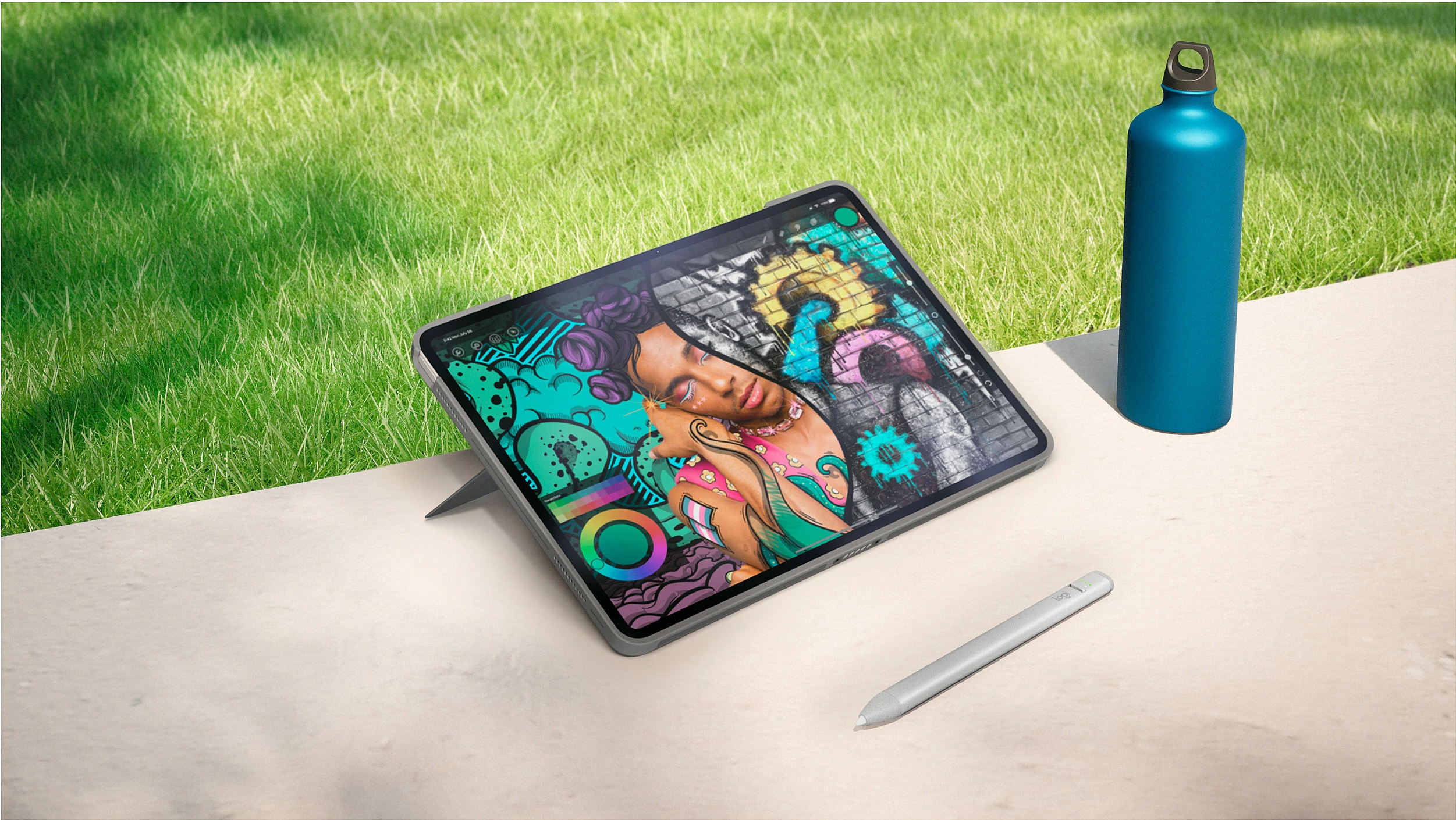 Tastierë Logitech për iPad Air 11-inch, QWERTY, me Trackpad, Gri