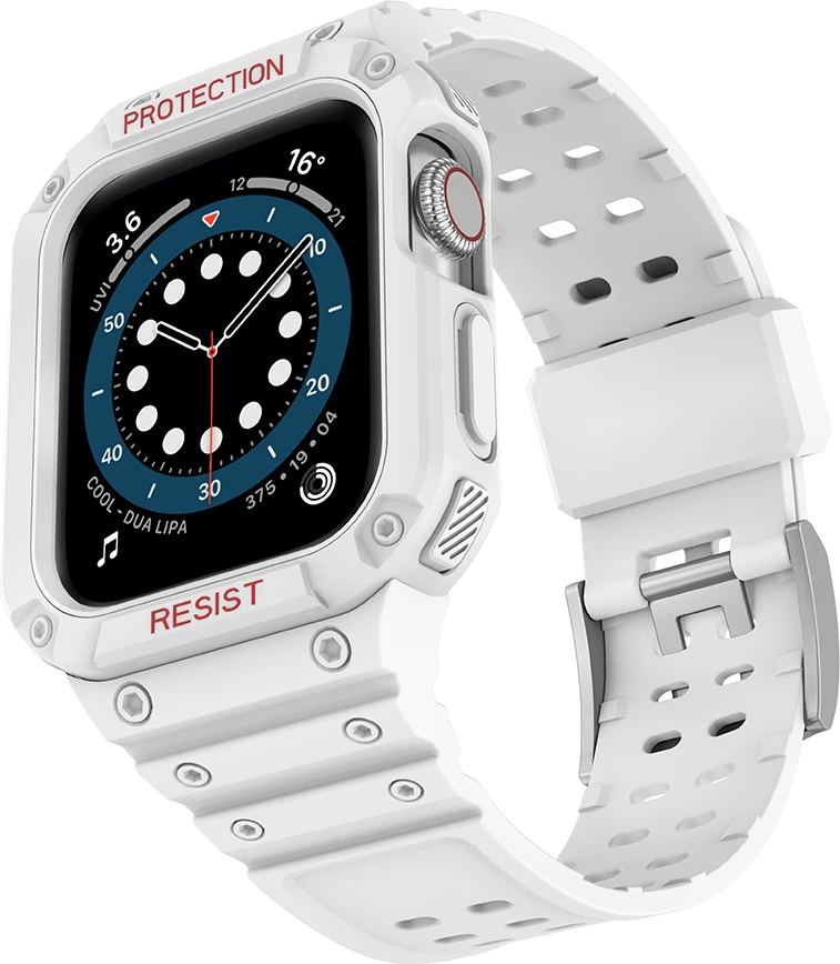 Rrip me kasë mbrojtëse për Apple Watch Hurtel, 45/44/42mm, Bardhë