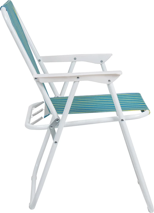 Karrige palosëse për plazh e kamping, material çeliku i bardhë, pëlhurë jeshile dhe verdhë, 53x56x73cm