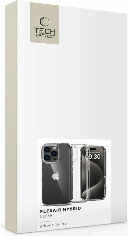 Mbështjellës Tech-Protect FlexAir Hybrid për iPhone 16 Pro, Transparent