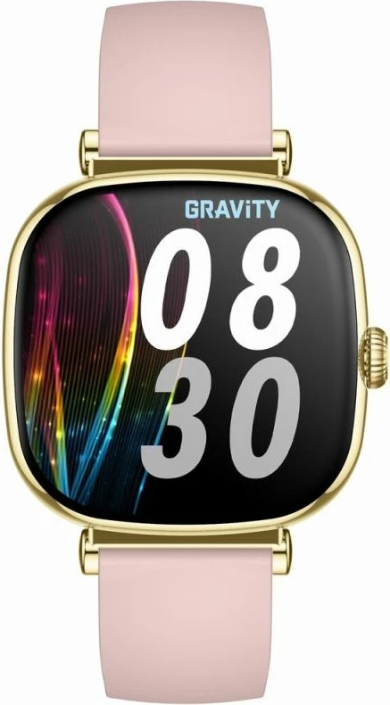 Smartwatch për femra Gravity GT32-1, gold me rrip rezervë rozë