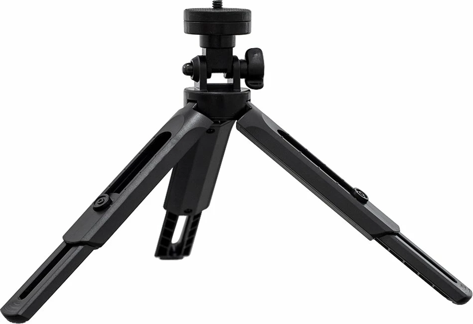 Mini tripod/selfie stick Hurtel 16-21 cm, për celular/GoPro, kllapë 55-90 mm, rrotullim 360°, i zi