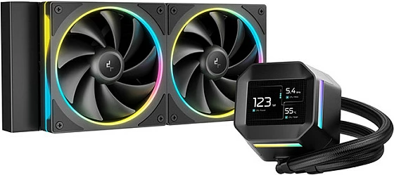 Kasë ftohje uji Deepcool LM240, 2x120mm, IPS, RGB, e zezë