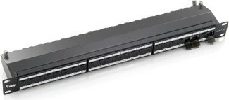 Patch panel Equip 24-port Cat6a, 1U, rackmount, RJ-45, ngjyrë hiri