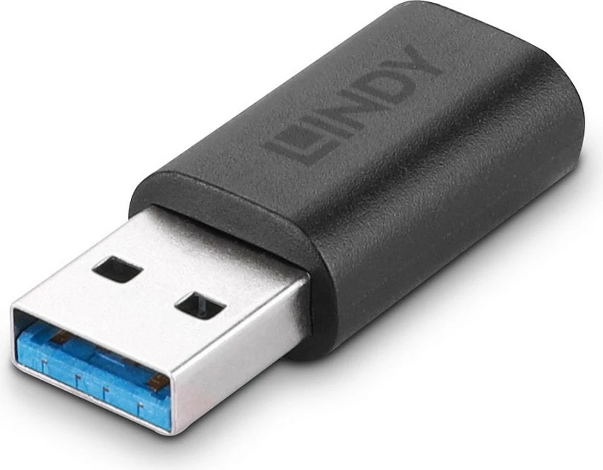 Adapter USB LINDY USB 3.2 Type-A në Type-C, 10Gbps, i zi