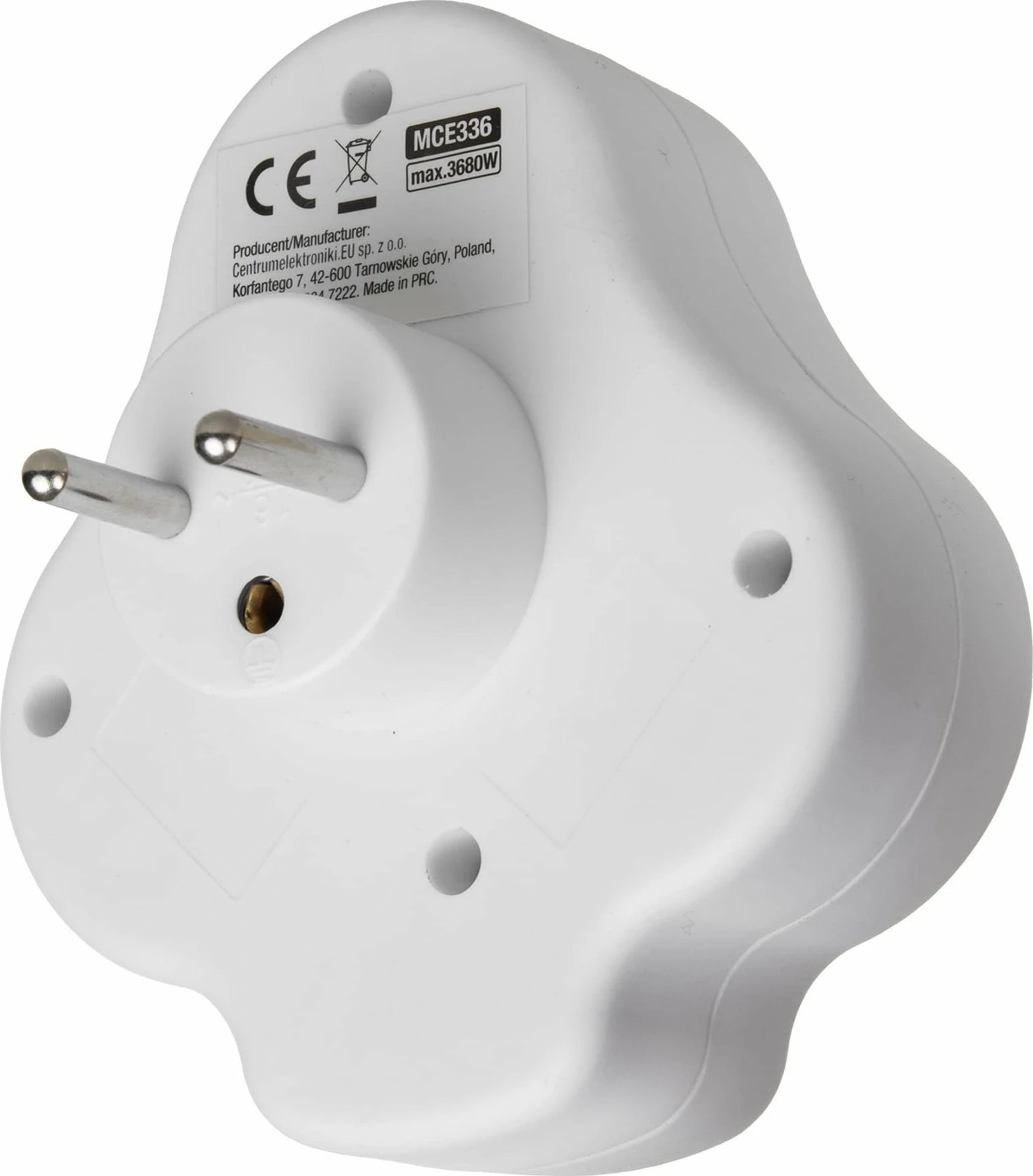 Ndarës prize Maclean MCE336 E, 2 priza Type E 2x16A, USB-A/USB-C 2.4A, me switch ON/OFF, e bardhë