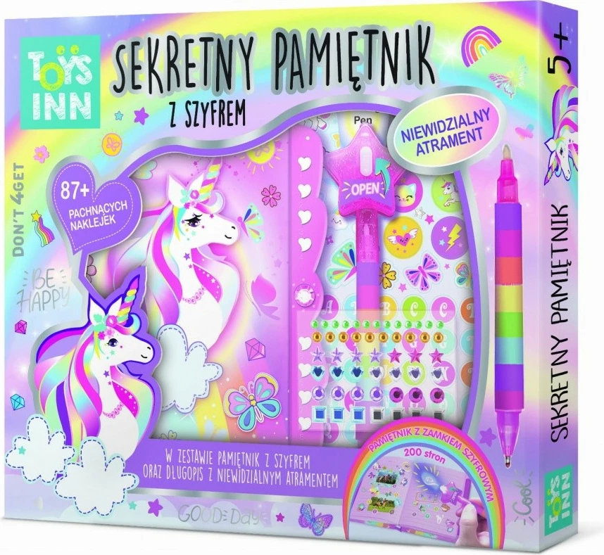 Ditar sekret me kod Stnux STN7656, me stilolaps bojë të padukshme, për vajza, Rozë