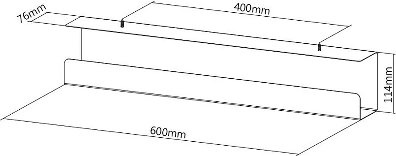 Kanal kabllosh VALUE, nën tavolinë 600x114x76 mm, i zi