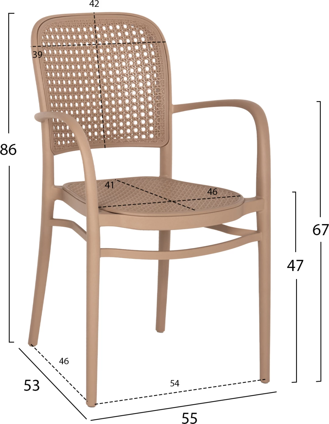 Karrige e uljes polipropileni FLOW FH5938.03 kapuçino 55x53x86H cm