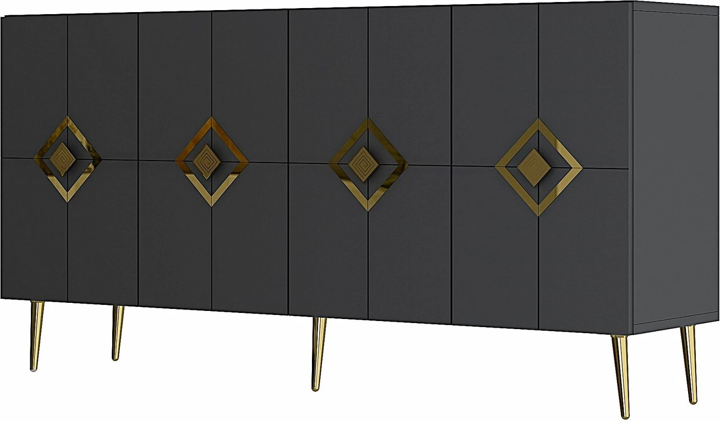 Konsol Skye Decor, ngjyrë antracit dhe ari, KB150