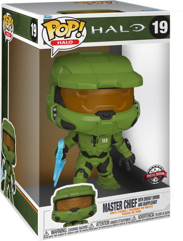 Figurë koleksionuese Funko Pop Jumbo Halo Infinite Master Chief, e gjelbër