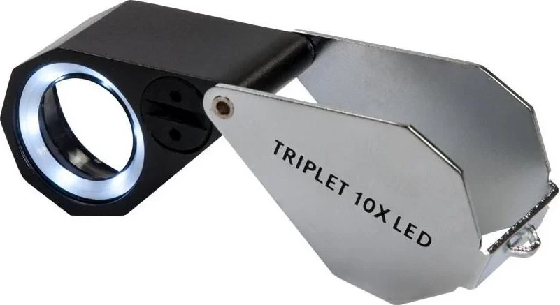 Lupë triplet Kite Optics 10x me LED, silver