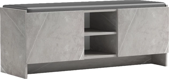 Stol për këpucë Zulla, efekt mermeri gri-bezhë, e zezë, 110x37x43cm
