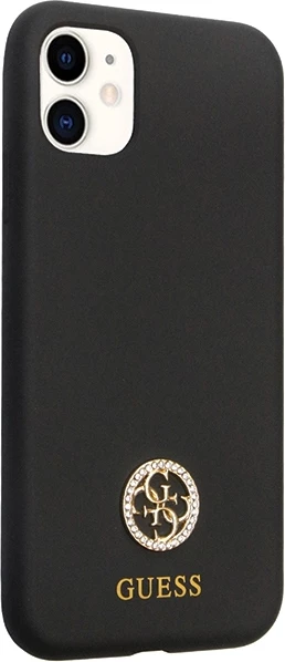 Mbështjellës Guess GUHCN614DGPK për iPhone 11/XR, silikon, i zi