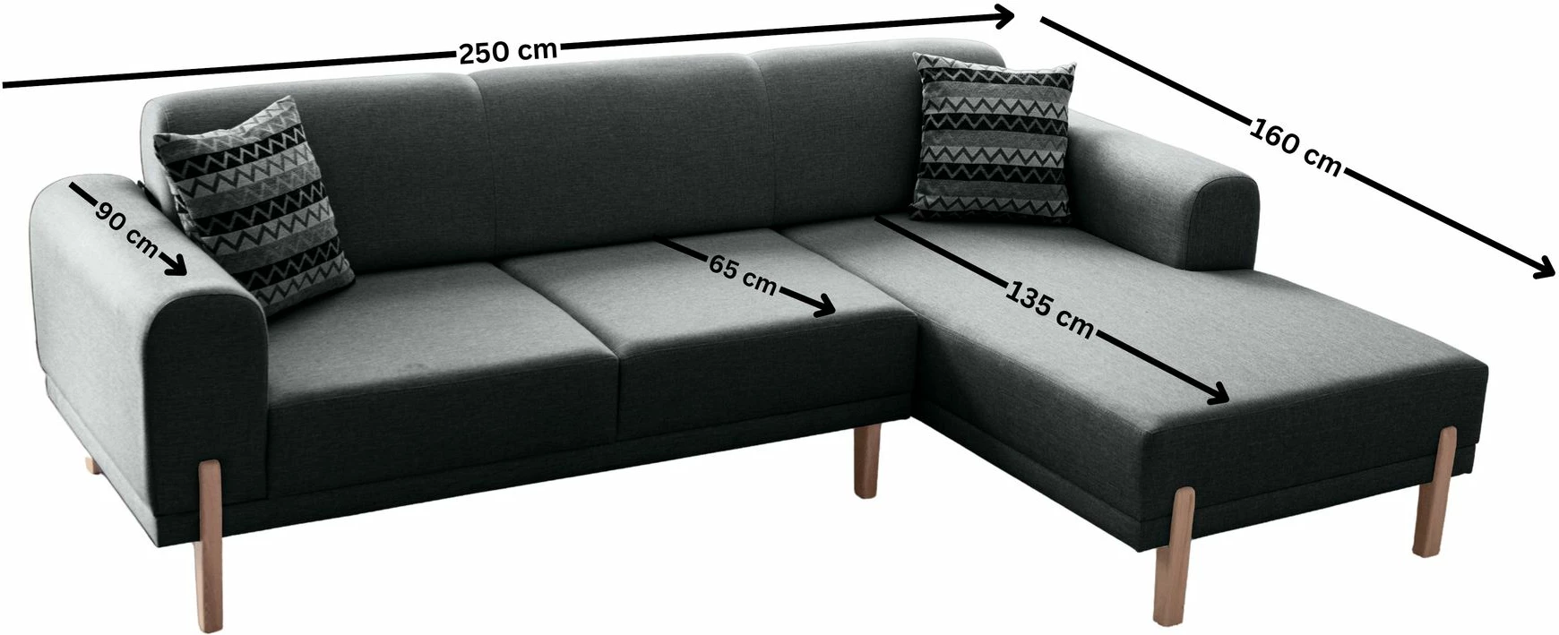 Kënd-sofë krevati, ngjyrë antracit, Atelier del Sofa, Relax Djathtas