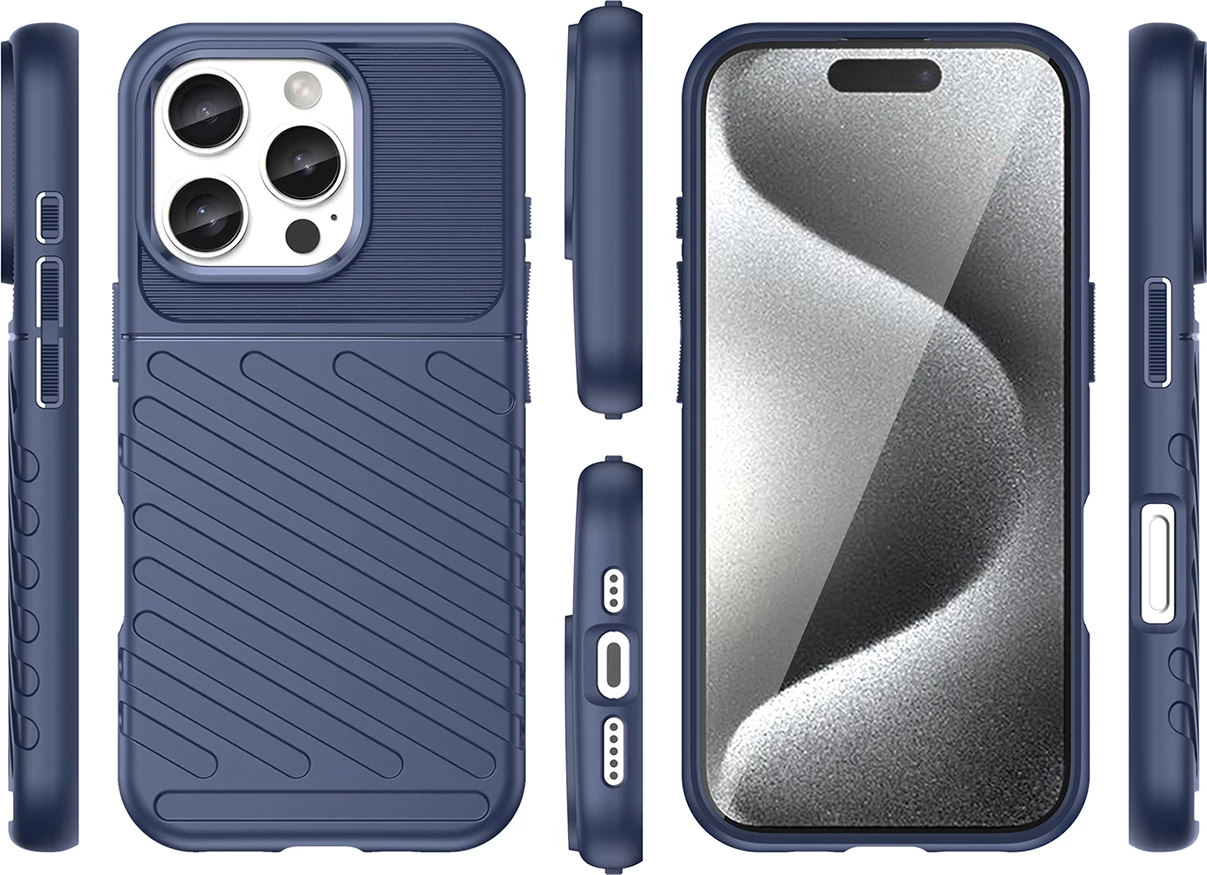 Mbështjellës Hurtel Thunder Case për iPhone 16 Pro, silikon, Blu