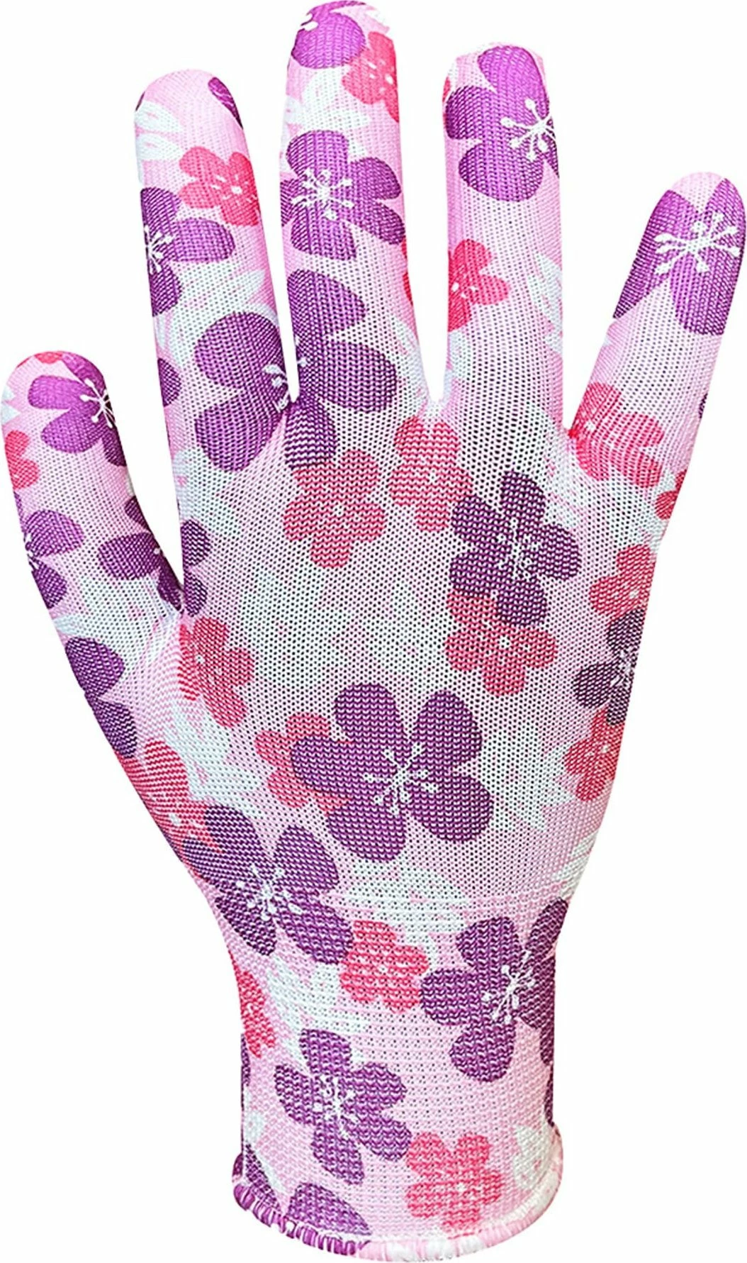 Dorëza kopshti Verto madhësi 8, të thuruna poliester, me lule rozë/vjollcë, 1 palë